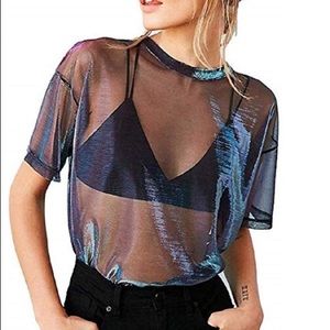 Sheer iridescent. colorful party tee